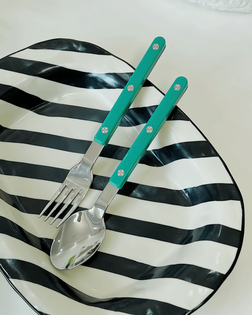 10 Pcs Modern French Rivet Cutlery Set - Bistrot Style Flatware Silverware-4