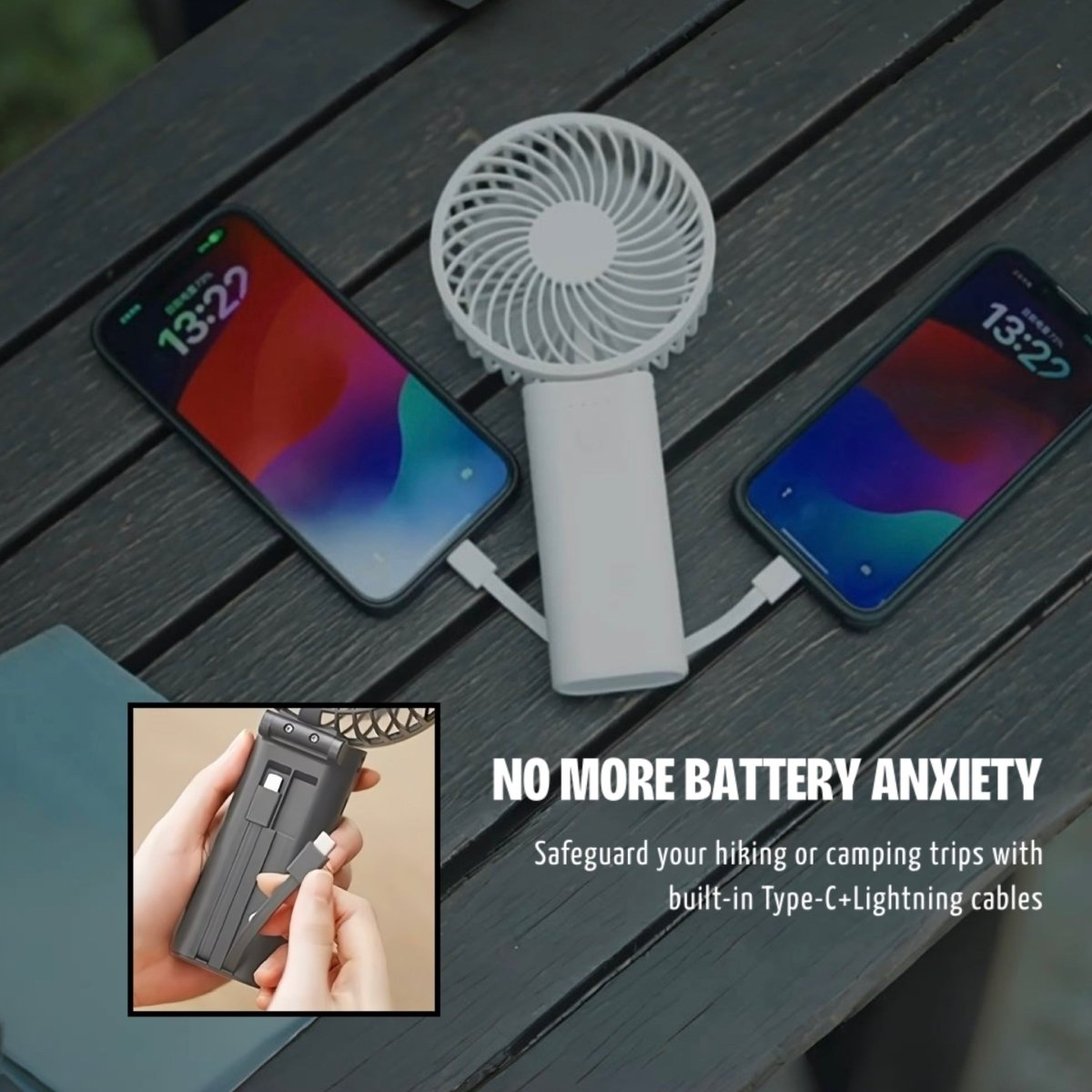 2-in-1 Portable High-speed Cooling Mini Fan with Power Bank, Foldable Table Fan-2