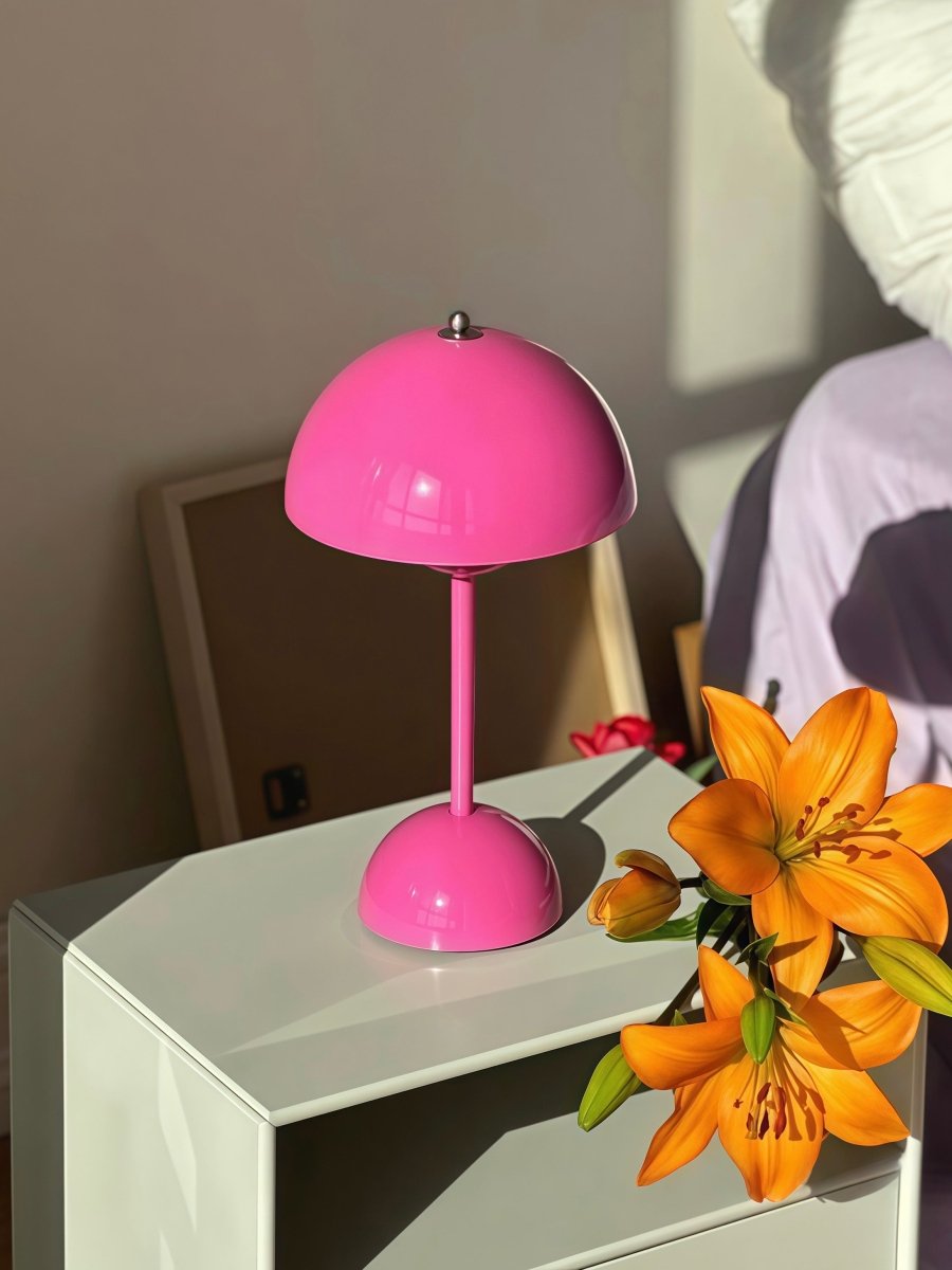 Contemporary Cordless Portable Cute Mushroom Table Lamp, Flowerpot VP9-5