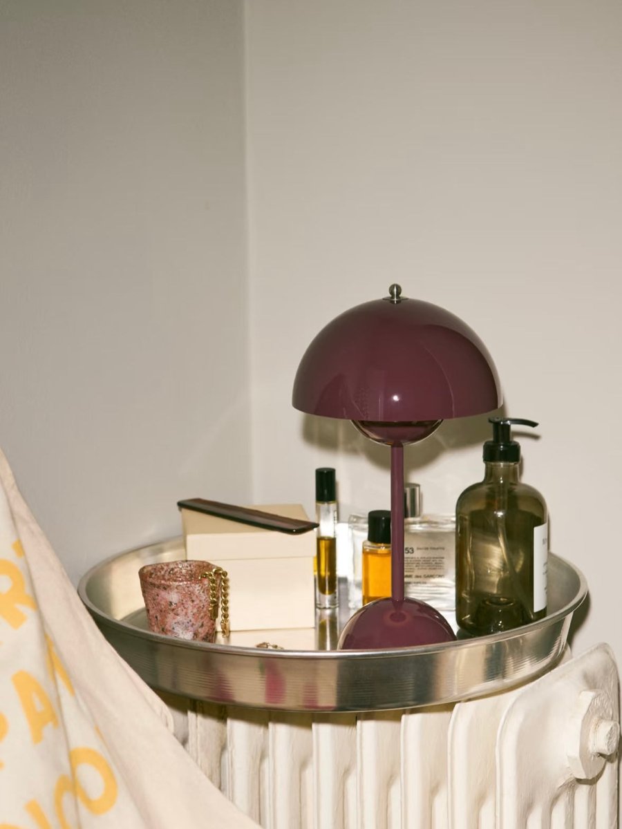 Contemporary Cordless Portable Cute Mushroom Table Lamp, Flowerpot VP9-3