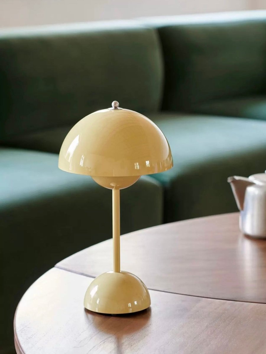 Contemporary Cordless Portable Cute Mushroom Table Lamp, Flowerpot VP9-10