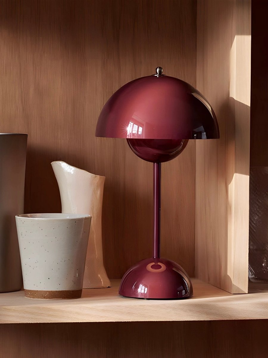 Contemporary Cordless Portable Cute Mushroom Table Lamp, Flowerpot VP9-7