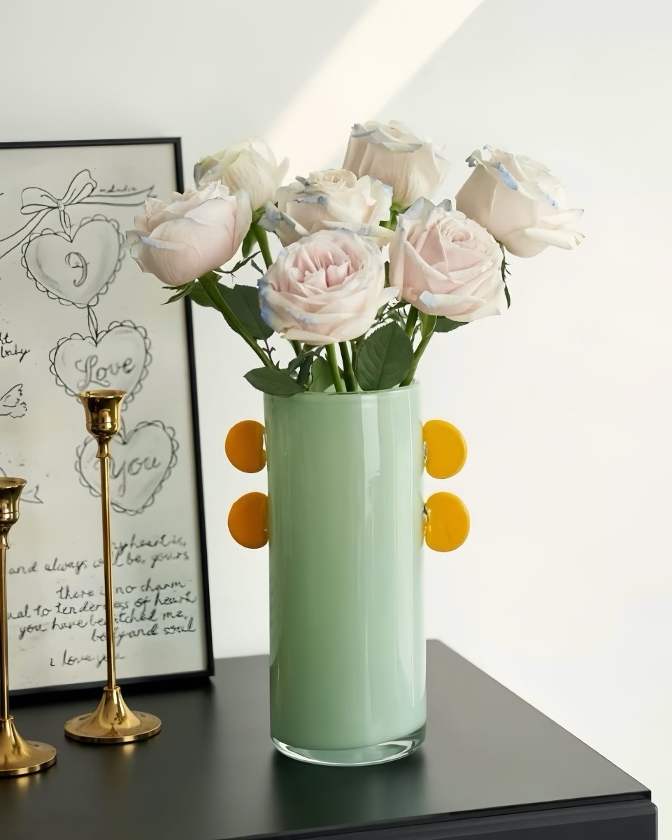 Handblown Whimsical Cylinder Vase - Eclectic Table Setting Centrepieces-5