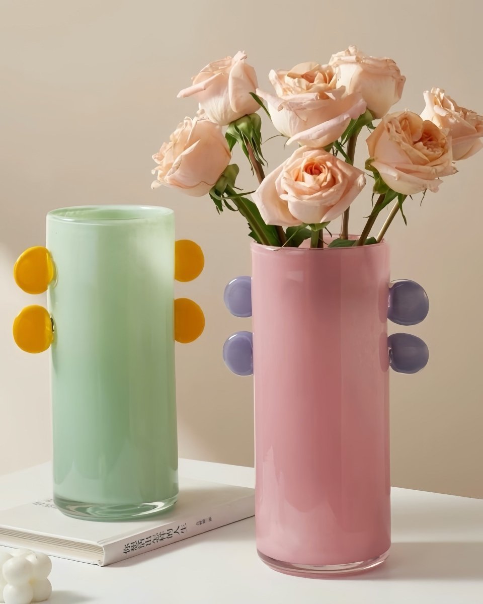 Handblown Whimsical Cylinder Vase - Eclectic Table Setting Centrepieces-0