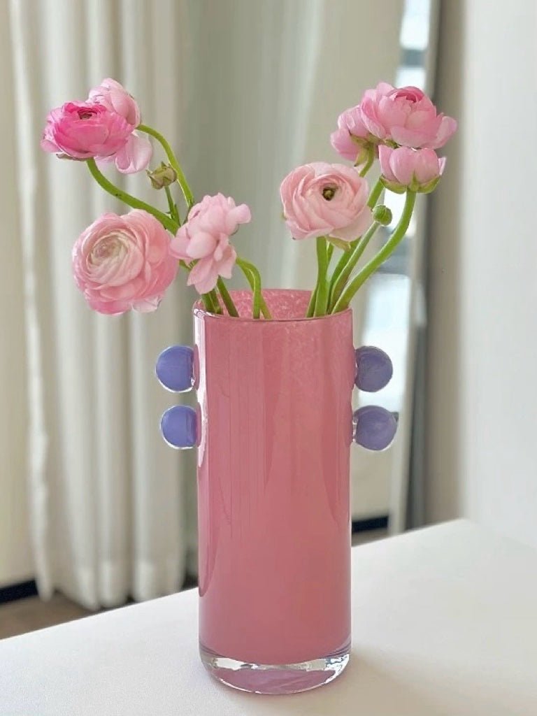 Handblown Whimsical Cylinder Vase - Eclectic Table Setting Centrepieces-2