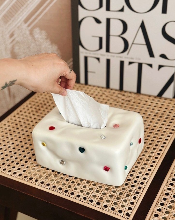 Handmade Ceramic Gemstone Tissue Box Cover-6