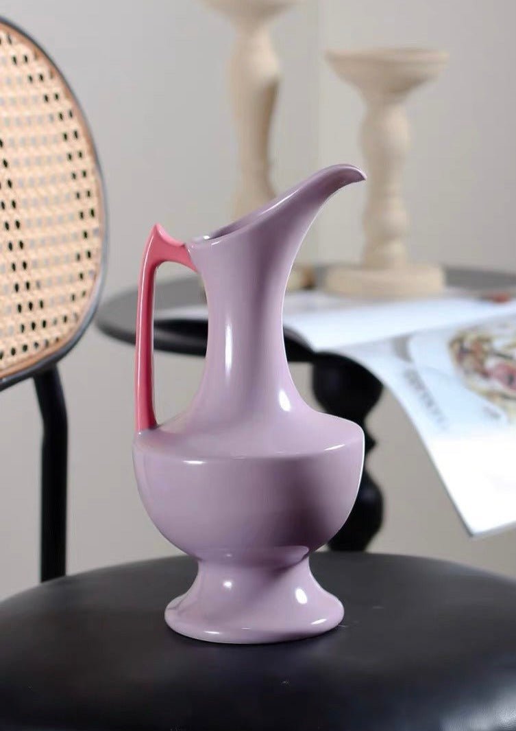 Handmade Medieval Style Ceramic Decorative Flower Vase - Glazed With Dopamine Colors-2