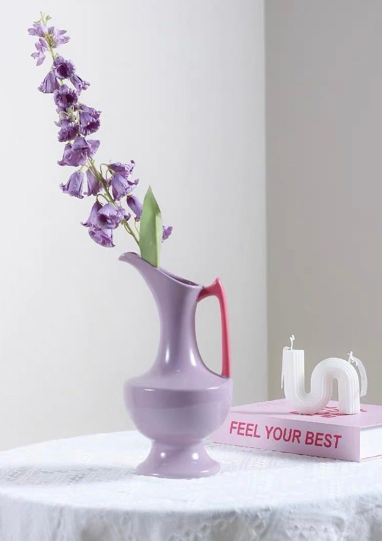 Handmade Medieval Style Ceramic Decorative Flower Vase - Glazed With Dopamine Colors-4