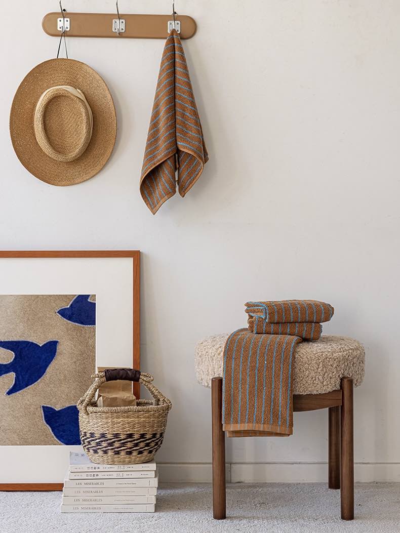 Ultra Soft Absorbent Retro Stripe Bath Towel - 100% Organic Cotton-4