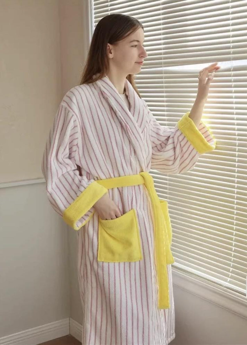 Ultra Soft Whimsical Stripe Bathrobe - 100% Organic Long-stapled Cotton-3